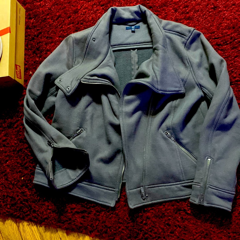 Charcoal cotton sweat moto jac